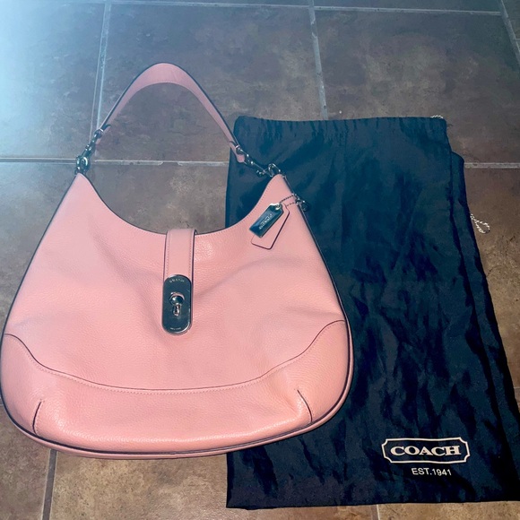 Pink Coach pebble leather hobo purse - Picture 1 of 12